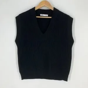 Zara Sweaters Zara Oversized Rib Knit Sleeveless Vneck